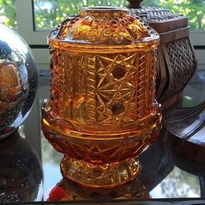 Vintage Amber Indiana Glass Candle Holder